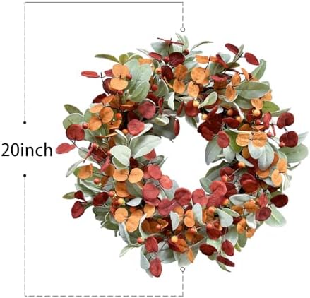 20“ Fall Wreath for Front Door, Autumn Door Wreath Harvest Decor - Image 3