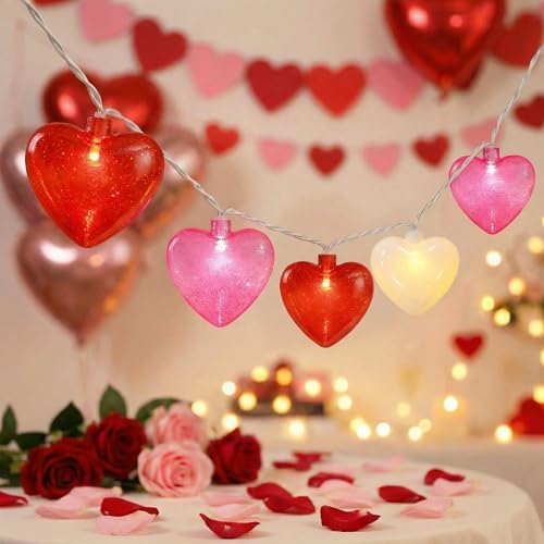 8.5ft Valentine’s Day Heart String Lights Plug in, Valentines Decoration by Unknown