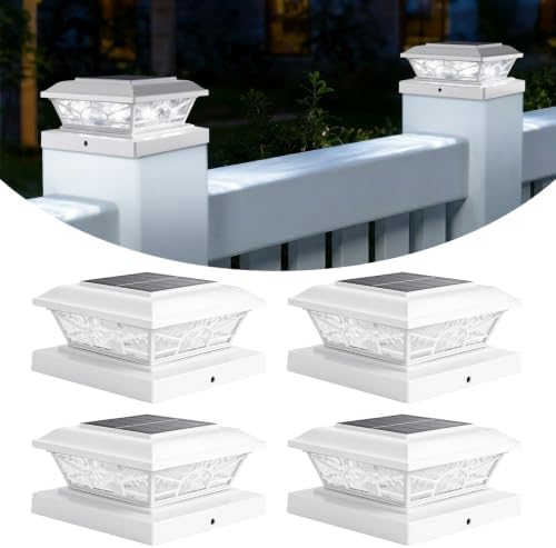 Brightever 4x4 Post Solar Lights, Solar Post Cap Lights White 4-Pack by Brightever