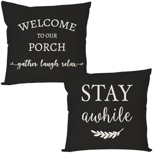 PANDICORN Outdoor Throw Pillow Covers 20x20 Inch Set of 2, Black by PANDICORN
