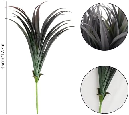32 Pcs Artificial Grass Fake Plants 17.3in Outdoor Plants UV Resistant Faux Greenery Stems Fake Grass for Home Window Garden Office Patio Pathway Front Porch Halloween Décor Green & Black - Image 5