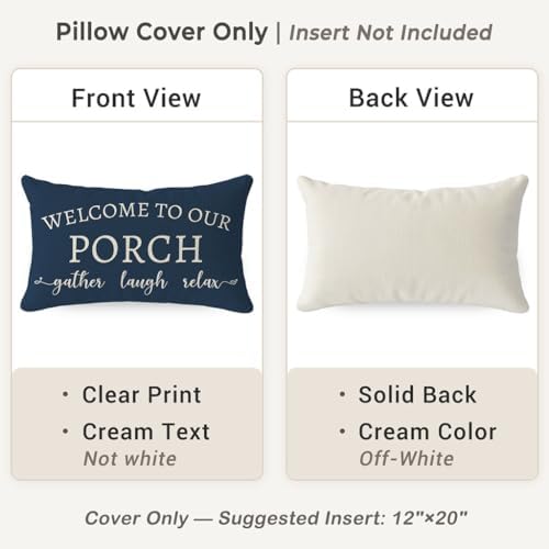 PANDICORN Outdoor Lumbar Throw Pillow Covers 12x20 Inch Set of 2, Blue - Image 4