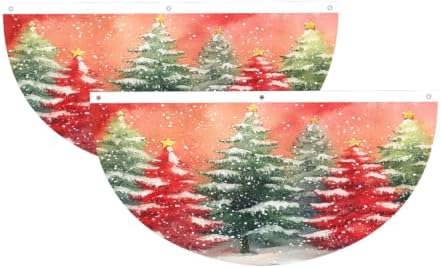 Colorful Pine Tree Semicircular Hanging Decorative Bunting Flag 2pcs by Ouqiuwa