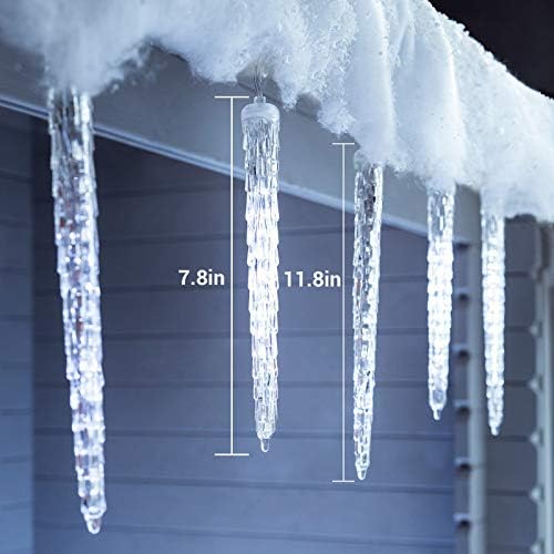Toodour Christmas Icicle Lights Outdoor, 20 Tubes 90 LED Icicle Light with 8 Modes, Indoor Outdoor Crystal String Light, Connectable, Waterproof LED Christmas Lights for Home Holiday Party Xmas Decor - Image 4