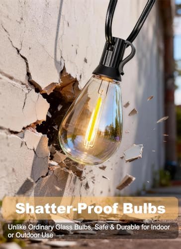 150FT Outdoor String Lights Waterproof, 50+2 Shatterproof S11 LED Bulbs, Extra Long Patio Lights for Outside, Bistro Cafe Decor, Backyard Garden Hanging Lights, Outside Fence Light String - Image 6