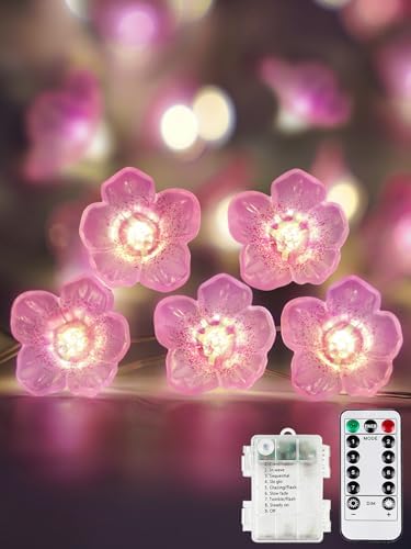 Cherry Blossom Flower String Lights Fairy Lights Battery Operated Remote by EXF