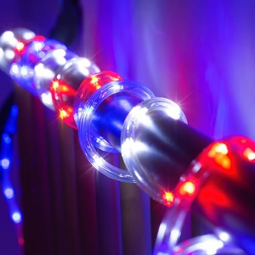 20ft Rope Lights For Outside,Connectable Flexible Tube Lights with 8 Modes Controller,Waterproof Red/Blue/White LED Rope Lighting for Deck,Garden,Pool,Patio,Bedroom,Indoor & Outdoor Landscape Lighting by CHORLED