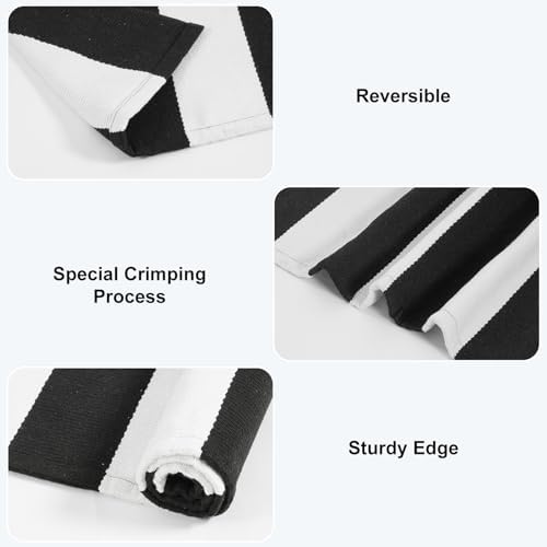 KIMODE Black and White Rug Fall Patio Porch Rug Large Living Room Decor - Image 3