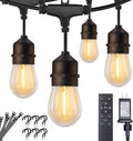 Brightown Outdoor String Lights, 82FT 25 Bulbs Shatterproof Patio Lights with Remote, IP65 Waterproof Dimmable Hanging Connectable LED Outdoor Lights for Backyard, Bistro, Porch, Deck, Balcony by Brightown