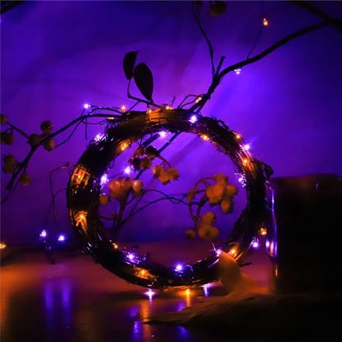 MIYA LIFE Purple Orange Halloween Fairy Lights Battery Operated - 10FT 60LEDs with Remote & Timer Halloween Lights Indoor for Thanksgiving Decorations Mini Halloween Lights - Image 4