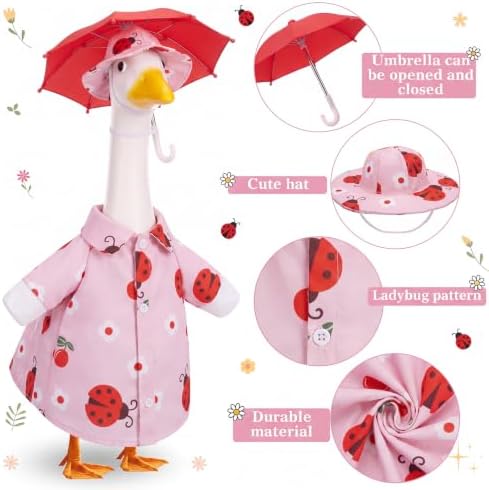 Soulchen 3 Pcs Summer Goose Outfit Porch Lawn, Ladybug Cherry, 23 Inch - Image 3