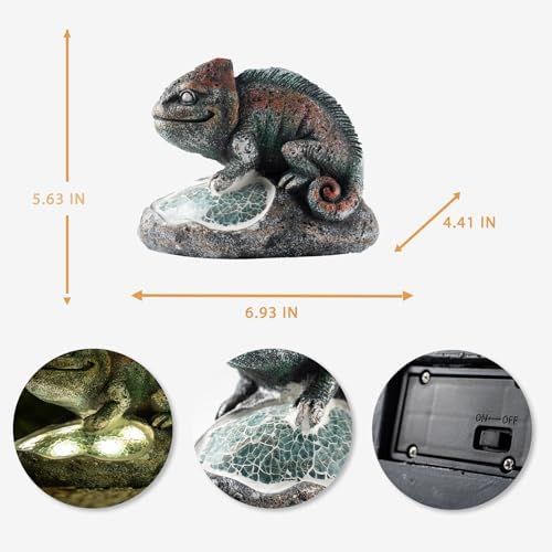 Rezpuao Solar Chameleon Garden Statues Outdoor Decor Resin Chameleon Figurine with Solar Light for Patio,Balcony,Yard,Lawn Ornament,Perfect Garden Gift - Image 4