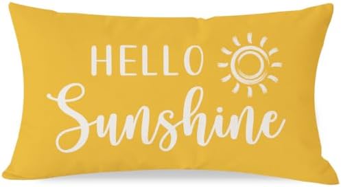 PANDICORN Hello Sunshine Throw Pillow Cover 12x20 Inch Sun, Yellow by PANDICORN