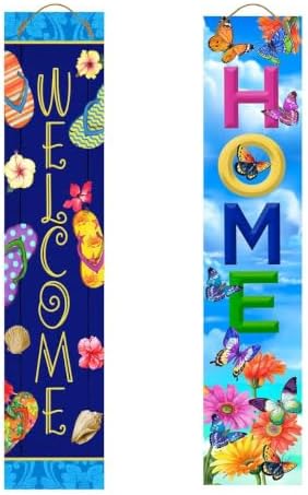 Briarwood Lane Spring Double Sided Reversible Pine Porch Leaner 47x9.5 Butterflies Flip Flops For Spring Porch Leaner by BriarwoodLane