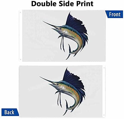 Yekiua Sailfish Flag 3X5 Outdoor Blue Marlin Striped Fish Sword Jumping Double Sided Flags All Weather Long Lasting With 2 Brass Grommets - Image 3