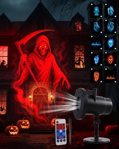 Halloween Projector Turn Your Home into a Haunted Halloween Wonderland,10 Unique HD Projection Patterns,32ft Ultra-Large Display,2026 Upgrade Wall Light Christmas Projector Outdoor by Unknown