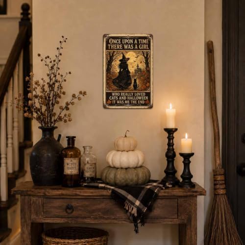 Halloween Metal Art Sign Girl Who Loved Cats Vintage Wall Decor - Image 4