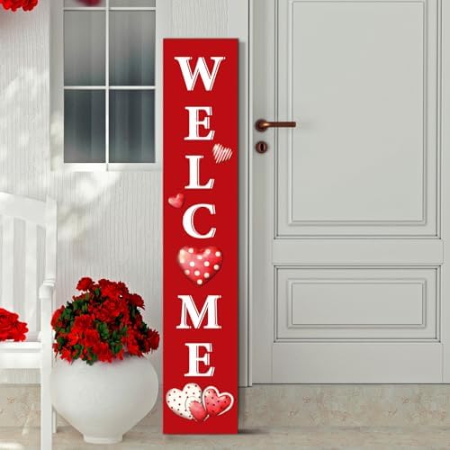 Valentine's Day Welcome Porch Sign for Front Standing Wooden Vertical Porch Sign Rustic Valentines Day Front Decor for Farmhouse Door Decoration, 47" H - Image 5
