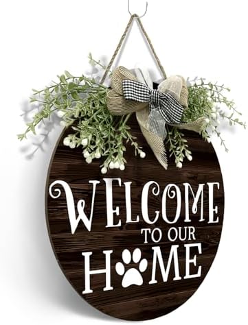 Welcome To Our Home Door Wreath Wooden Welcome Door Sign for Porch Wall Outdoor Decoration Door Hanger 12 Inch - Image 6