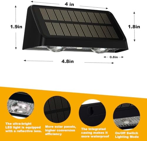 Solar Fence Lights Outdoor,Solar Powered Wall & Deck Lights 8 Pack - Image 6