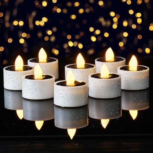 Homemory 16-Pack Solar Tea Lights Outdoor Waterproof, Dusk to Dawn Candles by Homemory
