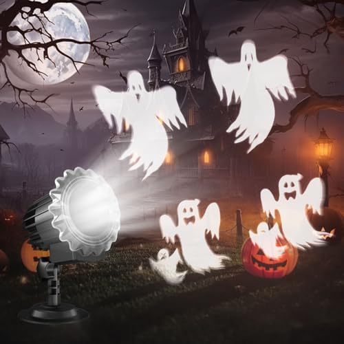 Minetom Halloween Projector Lights Outdoor, Rotating Ghost Projector Halloween, Waterproof Halloween Light Projector Landscape Lights for Outdoor Indoor, Yard, Patio, Garden, Party Decor by Minetom