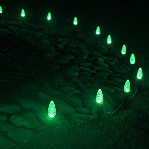 Wintergreen Lighting 50' OptiCore LED C9 Green Pathway Christmas Lights, Heavy Duty Bulbs for Driveway, Walkway Marker, 5" Commercial PathPRO Stakes, 18 Gauge Green Wire - Image 5