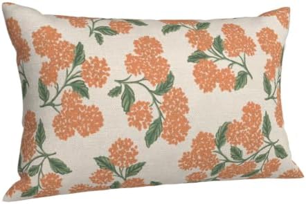 Fall Burnt Orange Pillow Covers 12x20 Inch 2 Pcs Green Hydrangea Flower Decor Throw Pillows Vintage Floral Seasonal Autumn Outdoor Decoration Pillowcase Linen Cushion Cover for Couch Sofa - Image 7