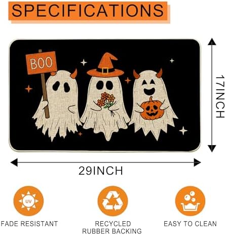 Hexagram Halloween Door Mat Pumpkin Ghost Boo Doormat Front Home Decor - Image 3