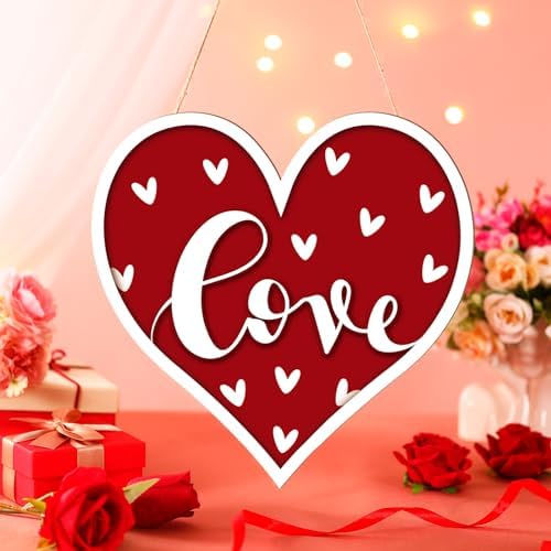 Boao Welcome Valentine's Day Wooden Door Hanging Sign Decor - Image 6