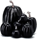 Lizxun 7Pcs Artificial Pumpkins Halloween Decoration, Lifelike Simulation Mixed Harvest Fall Foam Pumpkins for Halloween Thanksgiving Home Party Supplies (Black-7Pcs) by Unknown