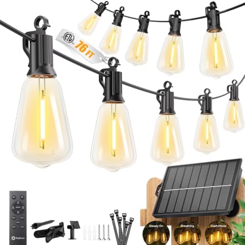 Brightown 76FT Solar String Lights Outdoor Waterproof, 26Hrs Runtime by Brightown
