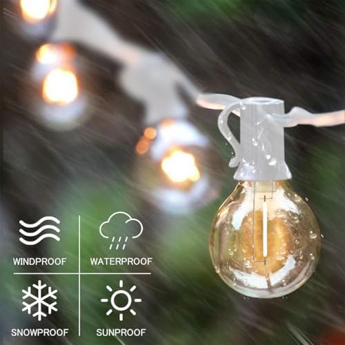SUNTHIN 27FT White Outdoor String Lights with 14 G40 LED Bulbs - Image 3