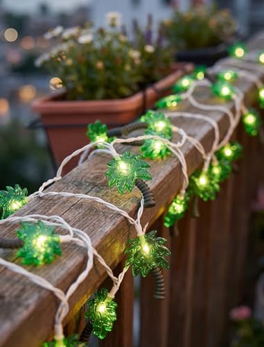 Palm Tree Lights 12FT 20 LED Outdoor String Lights, 2700K Warm White UL Listed Hanging Fairy Lights, Connectable Summer String Lights for Tropical Party, Beach, Patio, Garden, Pool Party Decor - Image 7