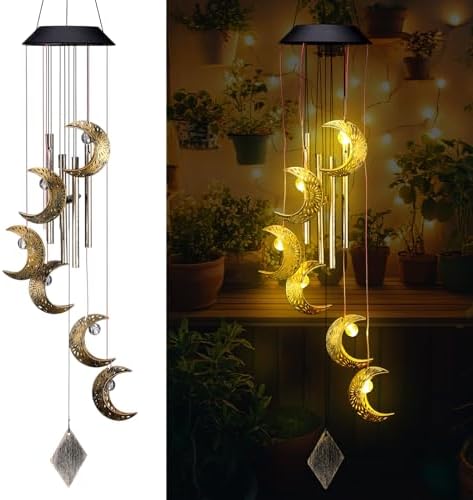 Colingmill Solar Wind Chimes for Outside,Moon,Warm Lights by Colingmill