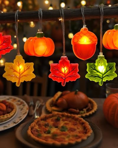 Fall Thanksgiving Lights Battery Operated 10Ft 20 LED Pumpkin Acorn Maple Leaf String Lights with Timer, Orange Autumn Light for Indoor Outdoor, Halloween Harvest Fall Decor for Home Porch Party - Image 5