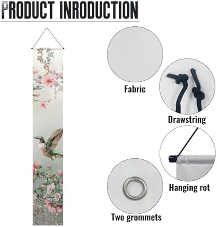 2 Pcs Spring Summer Hummingbird Porch Banners Cherry Blossom Hanging Flag Porch Sign for Front Door Wall Porch Banners Spring Decorations Seasonal For Yard Indoor Outdoor Decorations - Image 6