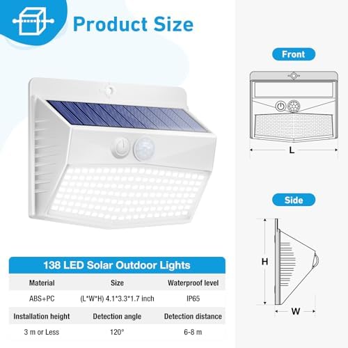 Peasur 10 Pack Solar Motion Sensor Lights Outdoor Waterproof with 3 Modes - Image 6