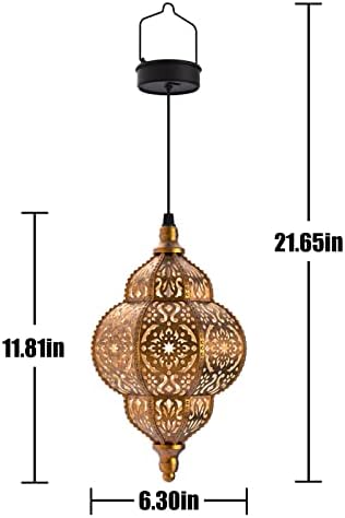 Hapjoy Hanging Solar Lights Outdoor Garden Decor Solar Lantern Waterproof Plastic Moroccan Outdoor Decorations for Patio Pathway Yard Backyard Garden Decorative (1 Pack, Bronze) - Image 6