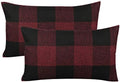 VAKADO 12x20 Inch Pack of 2 Farmhouse Retro Check Plaids Lumbar Throw Pillow Covers Decorative Rectangle Christmas Cushion Cases for Sofa Couch Car, Red and Black by VAKADO