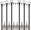 6 Pack String Light Poles for Outside, 9Ft Light Poles for Outdoor String Lights, Adjustable Outdoor String Light Poles with Fork,Metal Fence Post for Patio,Backyard,Deck by MIUVIBENI