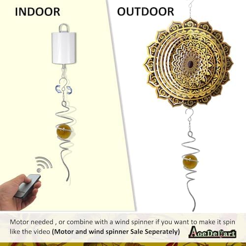 Aoedelyart Gazing Ball Spiral Wind Spinner Tail Sun Catcher 11inch Tail and 2 inch Glass Orb.Decorative Wind Spinner Stabilizer Indoor Outdoor Garden Decoration,Garden Gift -13 inch Height(Gold) - Image 5