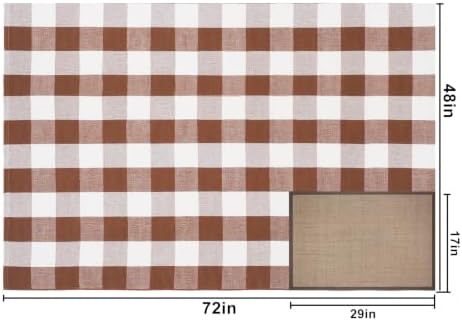 Buffalo Plaid Area Rug 5x7 Ft, Brown White Indoor Outdoor Rug - Image 2