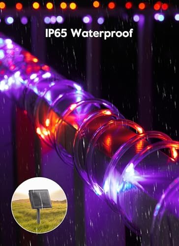 Brightown Solar Halloween Lights Outdoor, 39FT 100 LED, Orange & Purple - Image 3