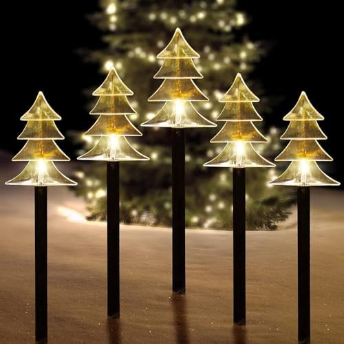 Christmas Decorations Outdoor, Solar Tree Pathway Lights, 5 PCS by ILLUMINEW