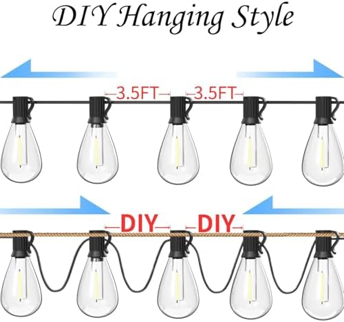REEMEER 60FT Outdoor String Lights S11 LED Patio with 17 Plastic Bulbs(1 Spare),Waterproof Connectable Hanging Lights for Backyard Porch Balcony Party Decor - Image 6