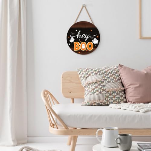 Halloween Decorations Sign for Front Door Halloween Outdoor Hanging Sign Decor Welcome Home Wreath Wooden Hanger Sign for Outside Indoor Porch Wall Decorations 12"X12" - Image 5