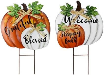 Stacked Pumpkin Garden Stake Yard Sign Fall Decor Decorative Outdoor Stakes by Veclotch