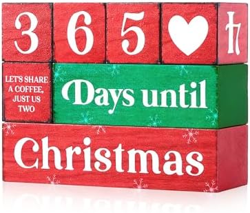 365 Days Christmas Countdown Wooden Tiered Tray Decor, Activities Decision Dice Decorations Gifts for Home, Winter Table Centerpiece for Party Kitchen Office by Gleegreets