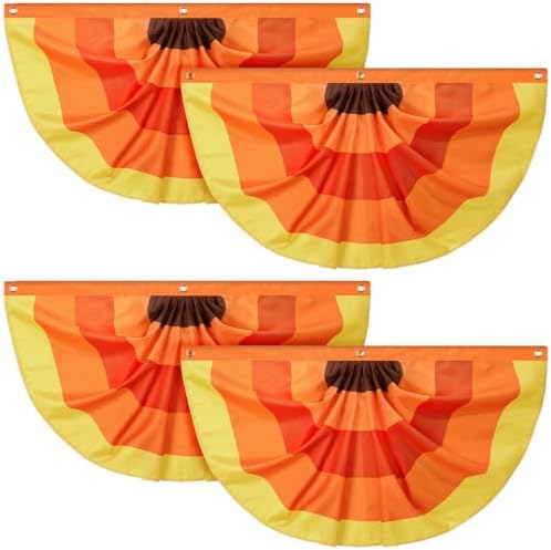 Newwiee 4 Pcs Thanksgiving Fall Bunting for Outside, Brown, 3 x 1.5 ft by Newwiee